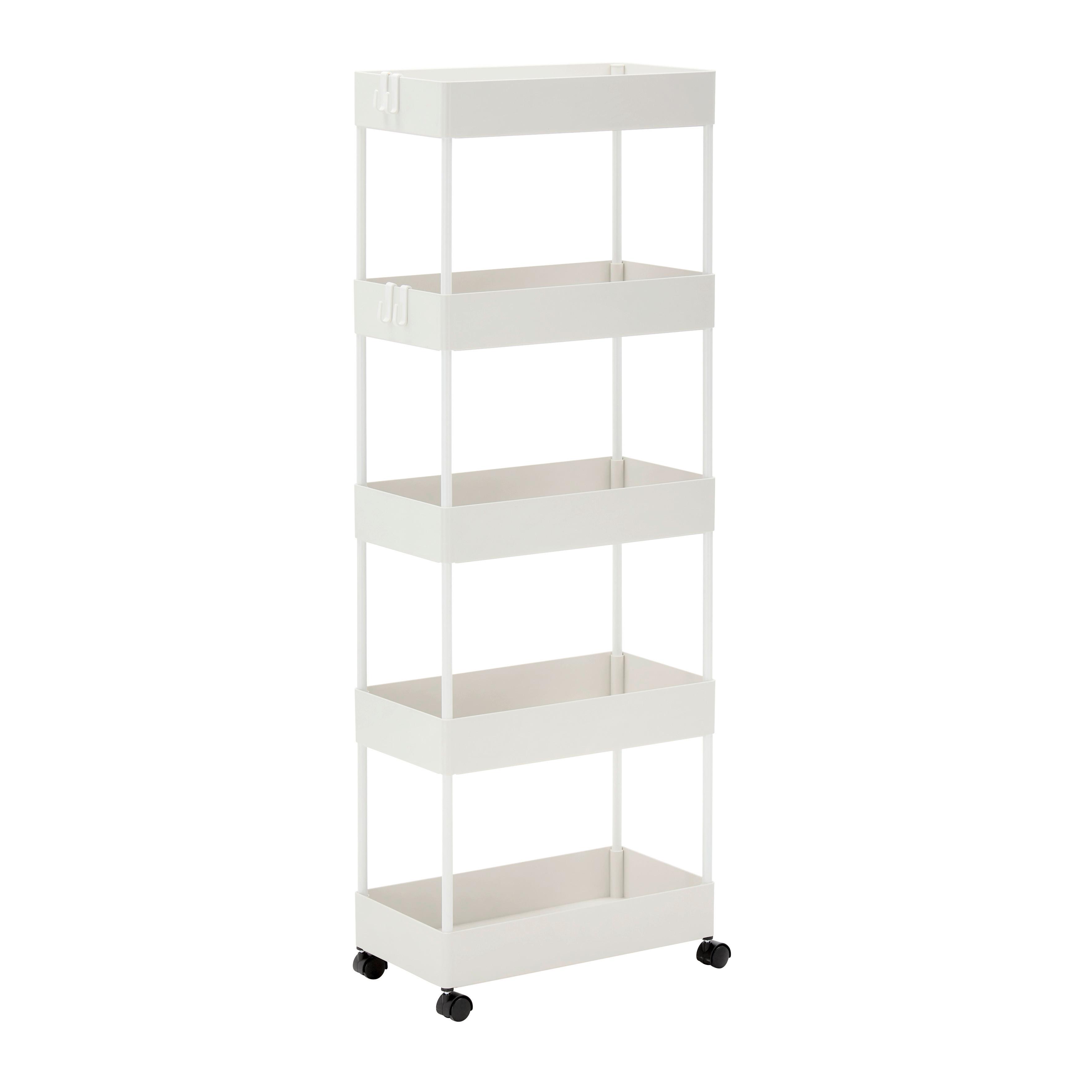 Regál na kolieskach SANDRO biely - biela, Modern, kov/plast (40/116/22cm) - P & B