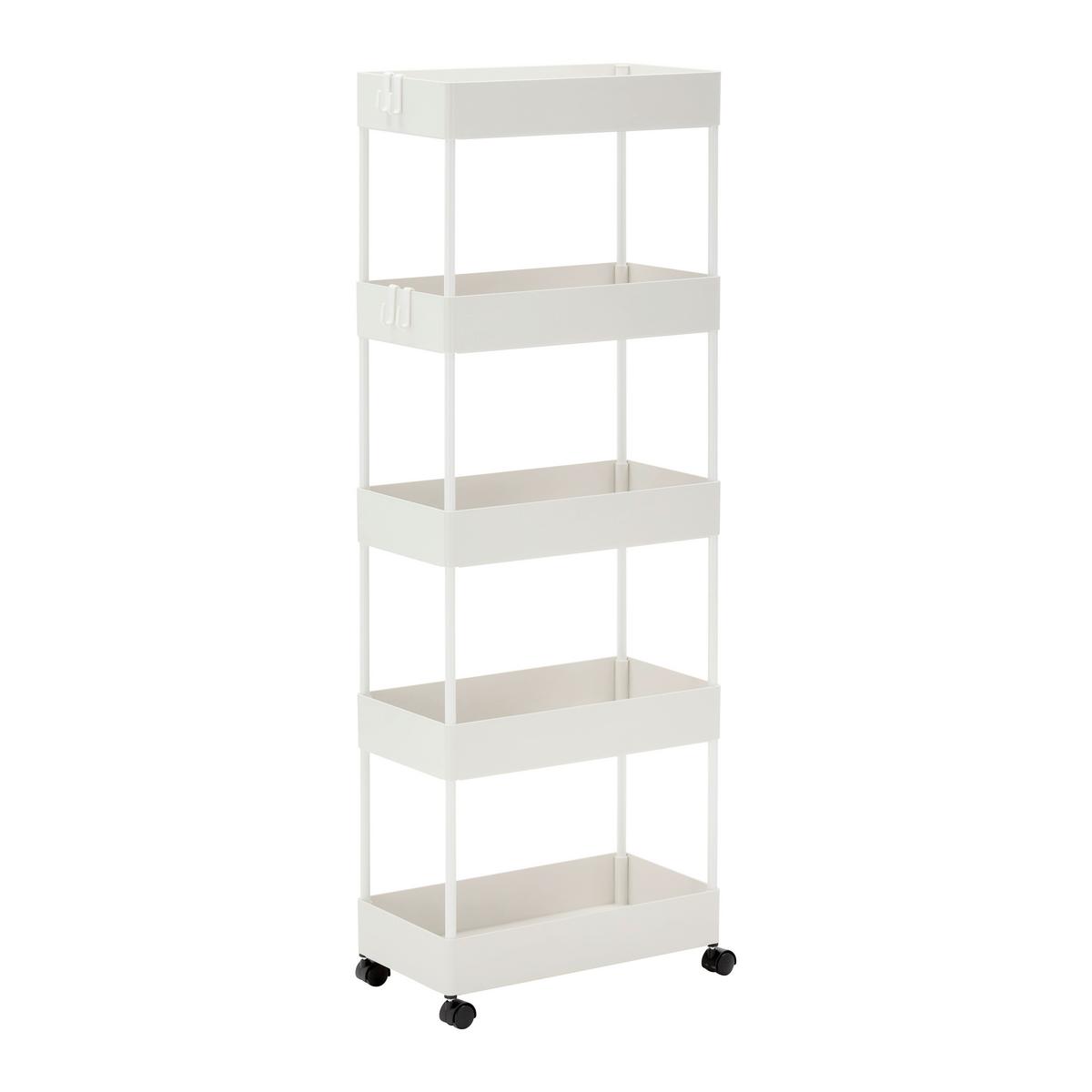 Regál na kolečkách SANDRO bílý - bílá, Moderní, kov/plast (40/116/22cm) - P & B