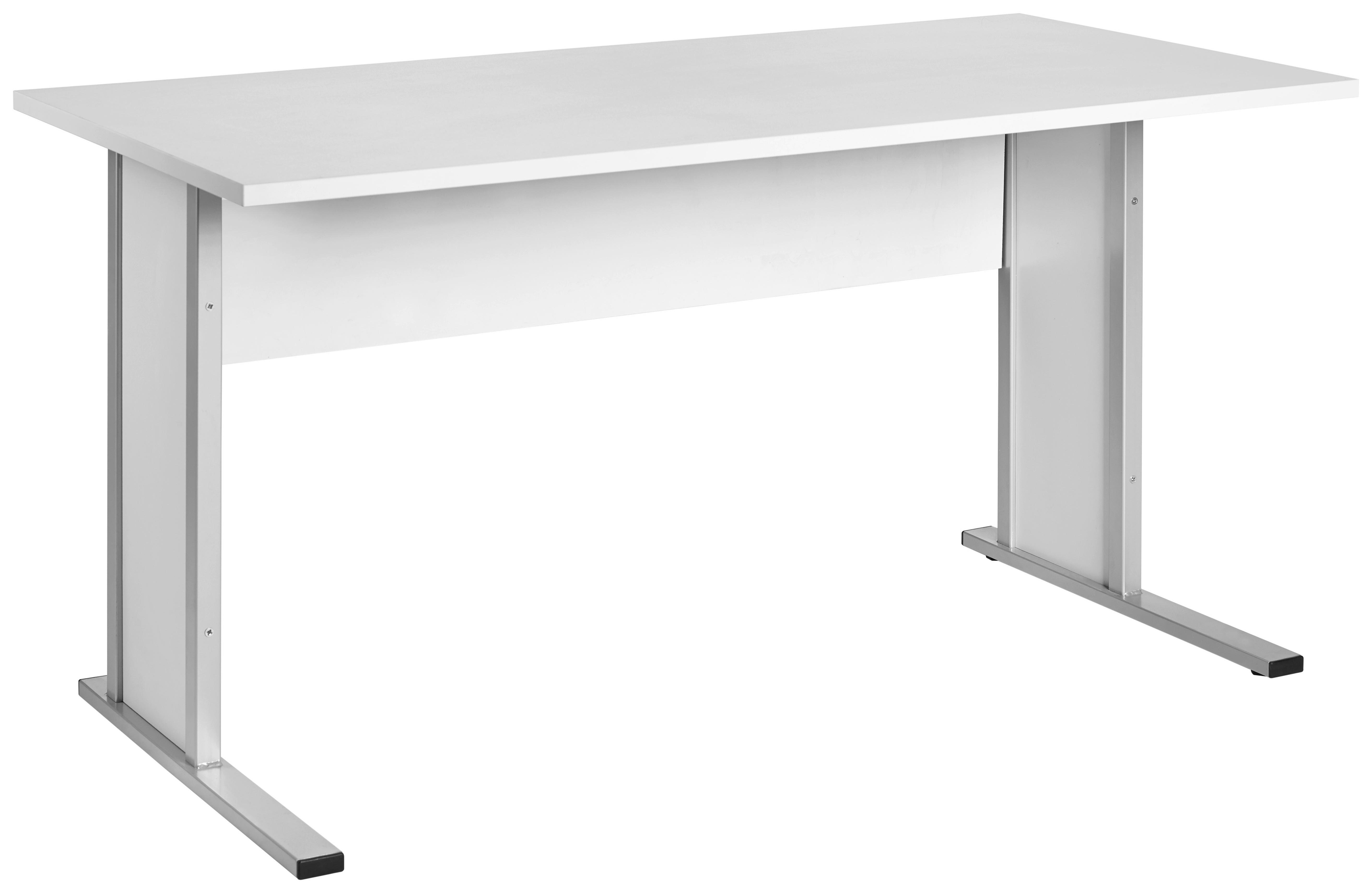 Schreibtisch B 140cm H 72,2cm Serie 4000, Hellgrau - Silberfarben/Hellgrau, Basics, Holzwerkstoff/Metall (140/65/72,2cm) - MID.YOU