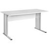 Schreibtisch B 140cm H 72,2cm Serie 4000, Hellgrau - Silberfarben/Hellgrau, Basics, Holzwerkstoff/Metall (140/65/72,2cm) - MID.YOU