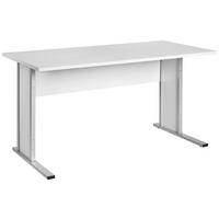Schreibtisch B 140cm H 72,2cm Serie 4000, Hellgrau - Silberfarben/Hellgrau, Basics, Holzwerkstoff/Metall (140/65/72,2cm) - MID.YOU