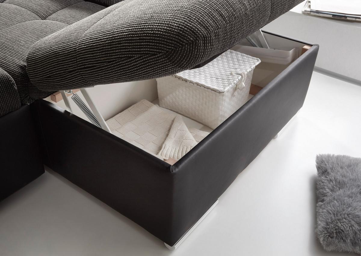 Sedacia súprava v tvare U JAKARTA sivá / čierna - čierna/sivá, Design, textil/plast (218/324/170cm) - MID.YOU