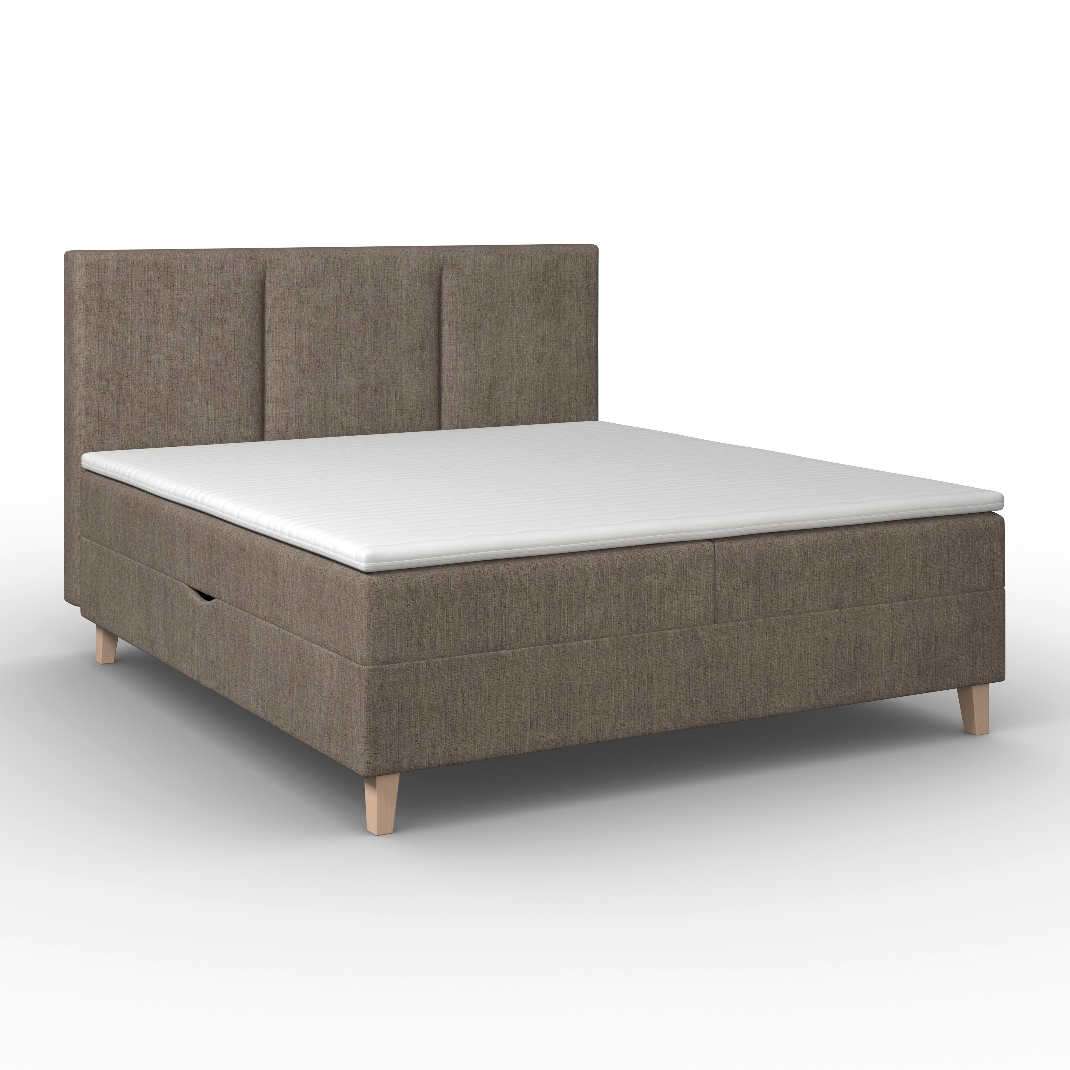 Boxspringová posteľ MONZA 180x200, hnedá - hnedá/farba duba, Modern, drevo/textil (180/200cm) - Bessagi Home