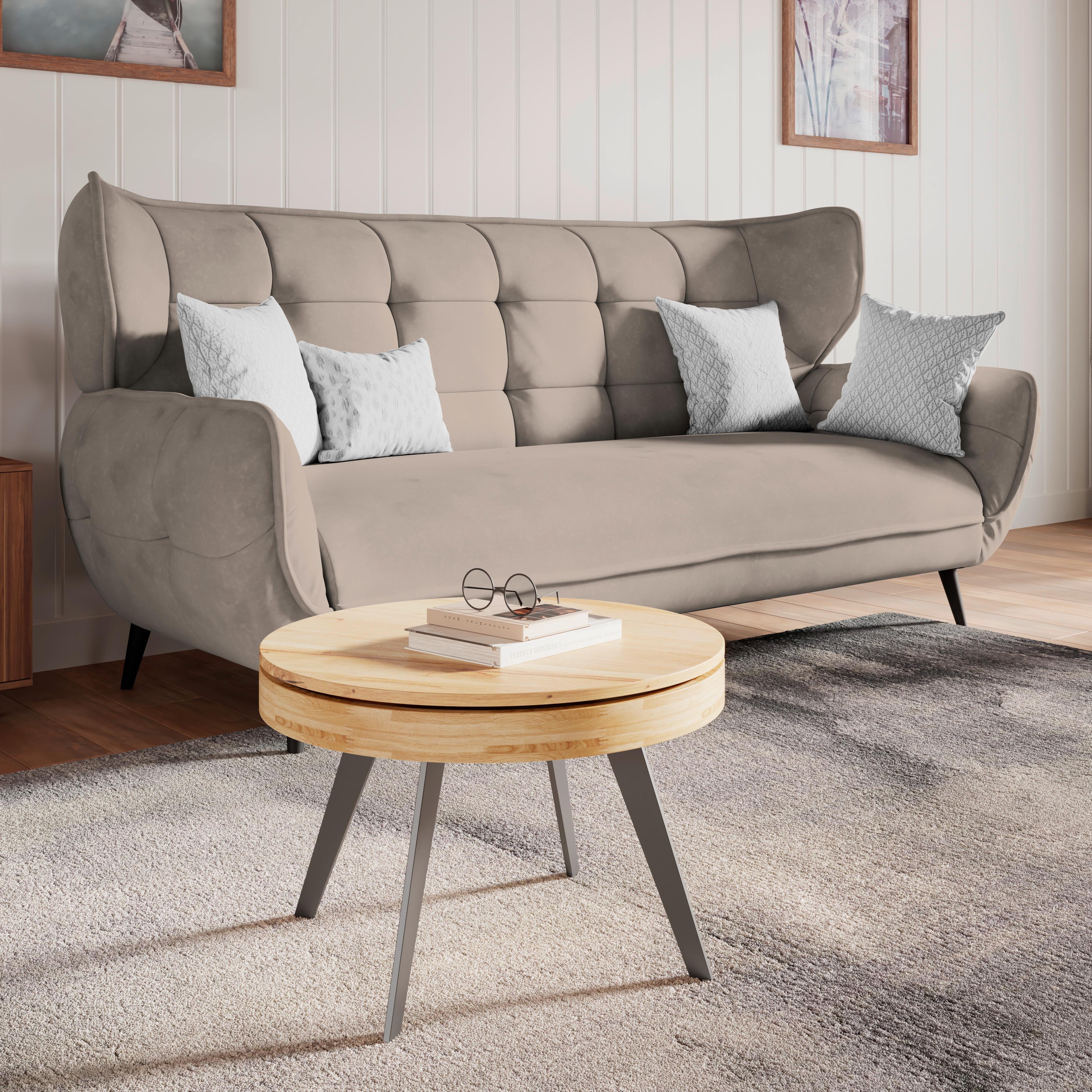 3-Sitzer-Sofa Prince Sahara B: 221 cm - Schwarz/Sahara, MODERN, Textil (221/105/98cm)