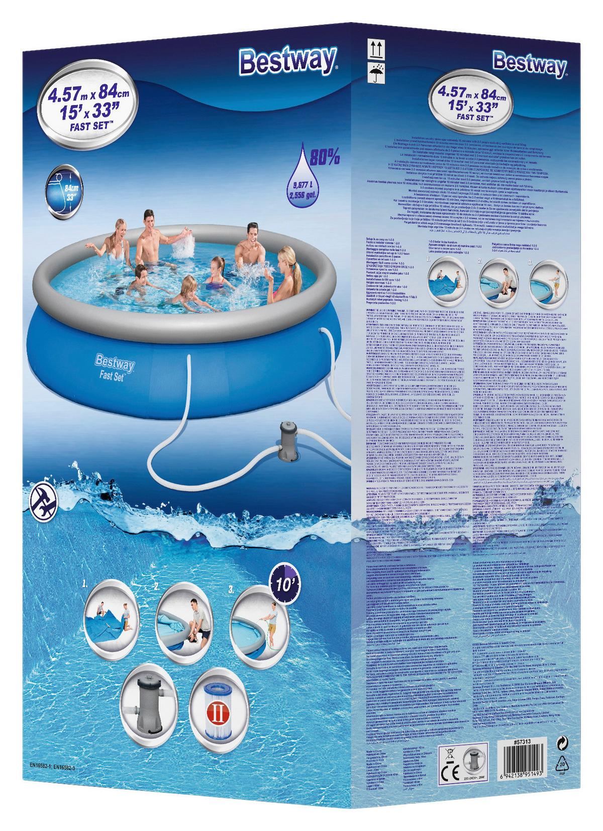 Aufstellpool Rund inkl. Pumpe D/H: 457x84 cm - Blau/Weiß, Kunststoff (457/84cm) - Bestway