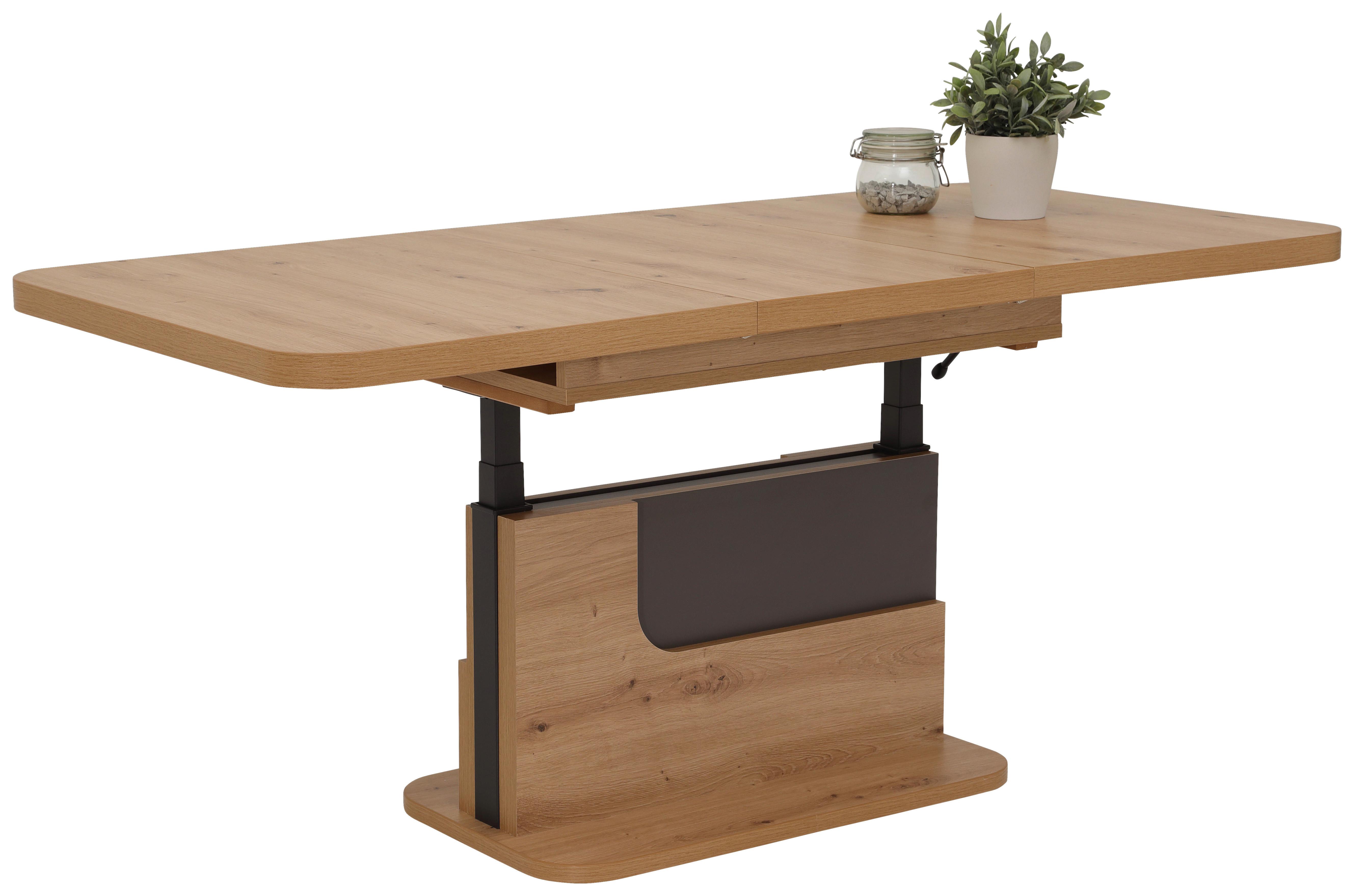 Couchtisch Höhenverstellbar + Ausziehbar Herbert Eiche Dekor - Eichefarben/Anthrazit, MODERN, Holzwerkstoff (150/70/76cm) - MID.YOU