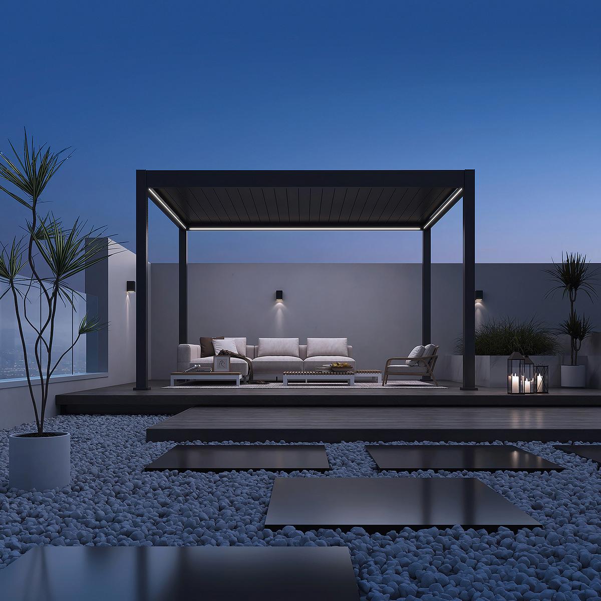 Pergola Deluxe Plus 400x400cm Wetterfest, Elektrisch - Anthrazit, Basics, Metall (400/255/400cm) - WEIDE