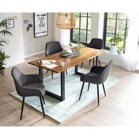 Tischgruppe Anthrazit/Cognac L: 160 cm - Cognac/Anthrazit, MODERN, Holz/Textil (160/85/77cm) - Livetastic