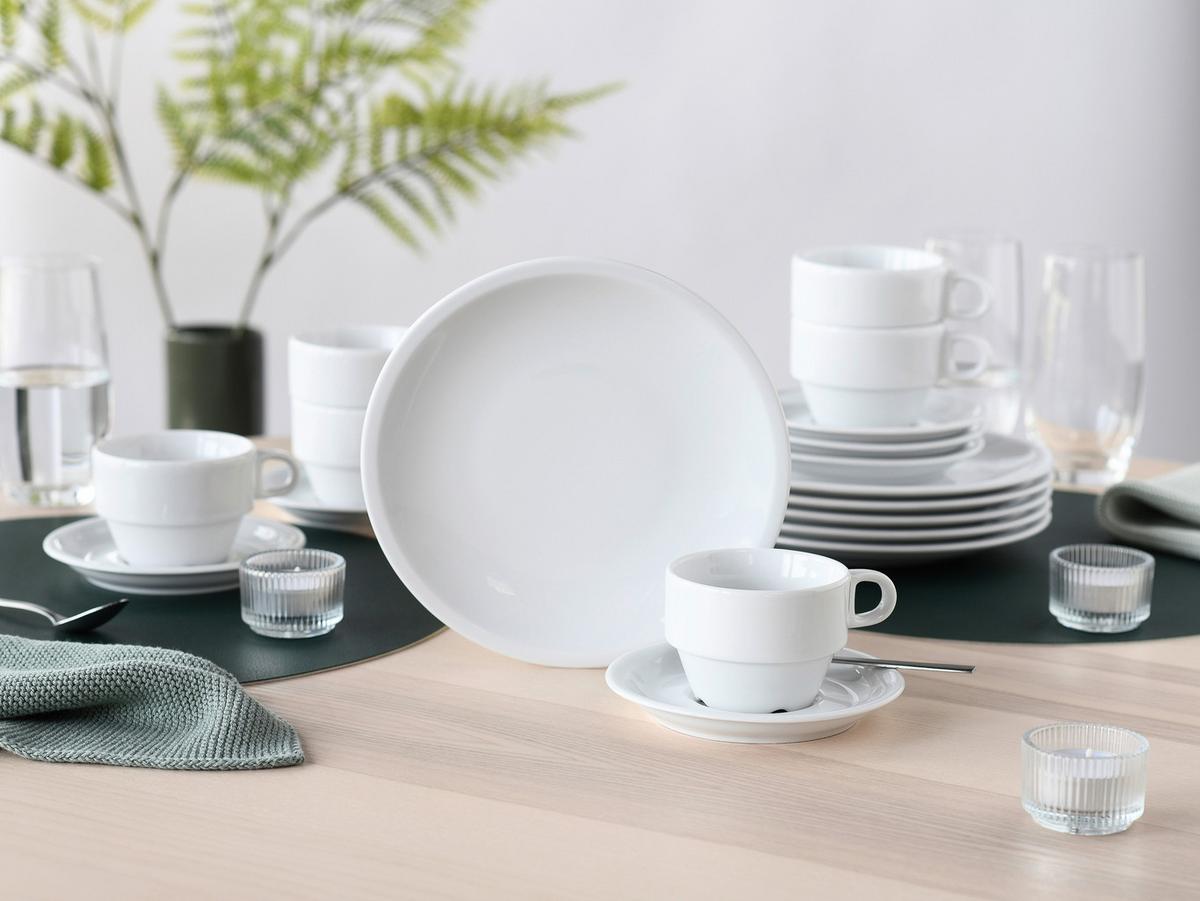 Kaffeeservice Milano 18-Tlg. Keramik, Weiß - Weiß, Basics, Keramik - Creatable