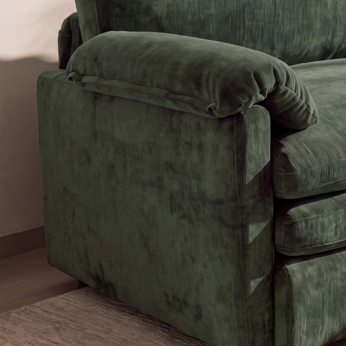 2-dielna súprava ALESSIA, zelená ženilka, max. 360 kg - čierna/zelená, Modern, drevo/textil (188/137cm) - Bessagi Home