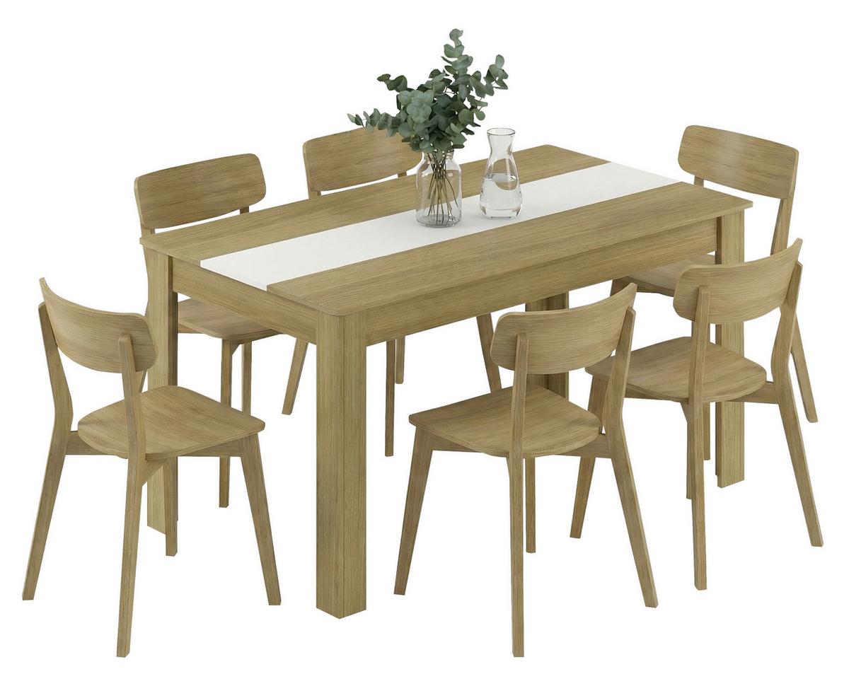 Esstisch Disalo Weiß/Honigeiche L: 140cm - Honigeiche/Weiß, MODERN, Holzwerkstoff (140/80/75cm) - MID.YOU