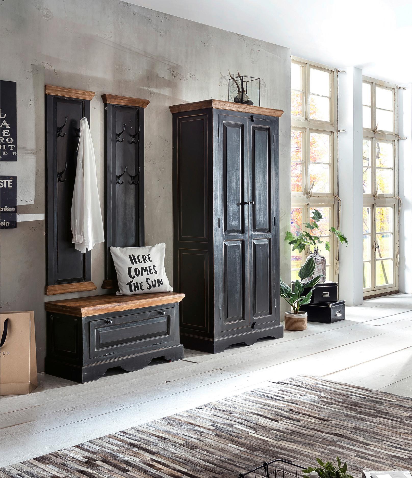 Garderobe Dielen Schwarz/Honig B: 165cm - Schwarz/Honig, Design, Holz/Holzwerkstoff (165/180/45cm) - MID.YOU