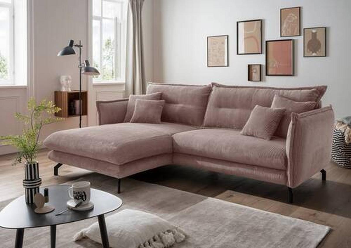 Ecksofa Lava Rosa S: 180/255 cm - Schwarz/Rosa, MODERN, Textil (180/255cm) - Livetastic