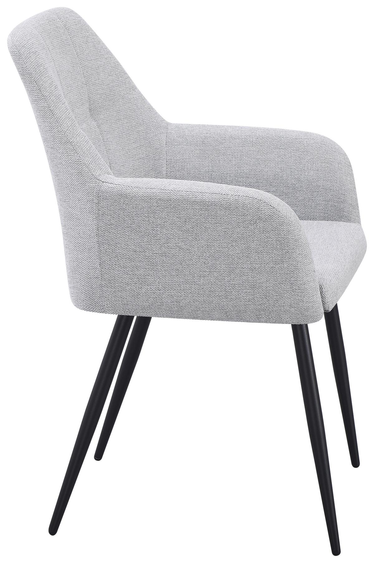 Armlehnstuhl Joe Ii Leinenoptik Hellgrau - Hellgrau/Schwarz, KONVENTIONELL, Textil/Metall (58/86/61cm)