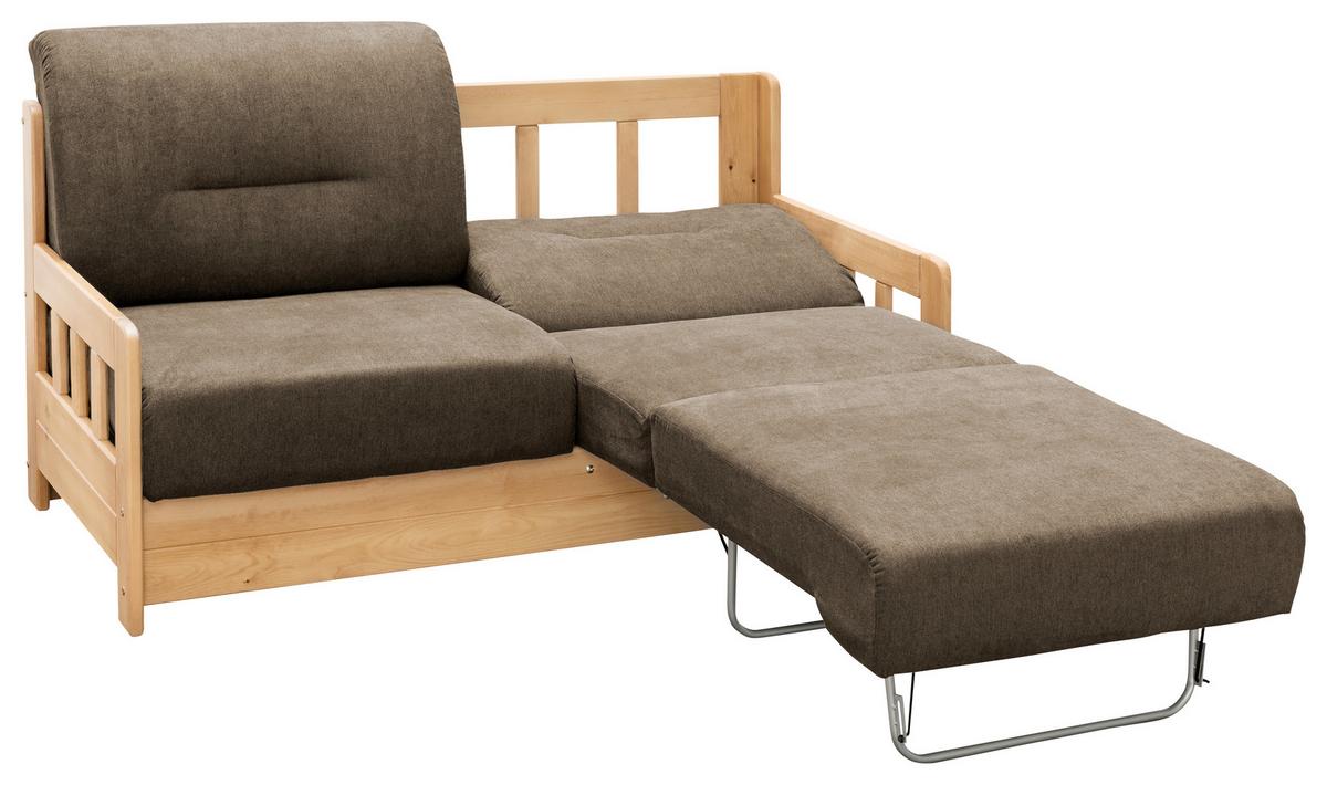 2-Sitzer-Sofa mit Schlaffunkt. Camino Holzkorpus Braun - Dunkelbraun/Honig, LIFESTYLE, Holz/Textil (154/88/90cm) - Livetastic