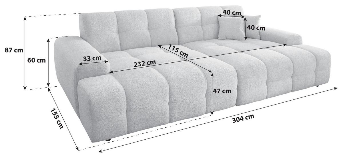 BIGSOFA Bosco, Anthrazit B: 304 cm - Anthrazit/Schwarz, MODERN, Textil (304/87/155cm) - P & B