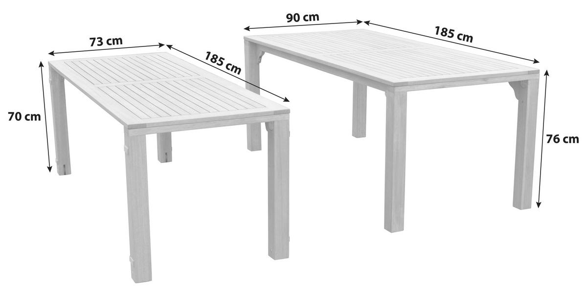 Gartengarnitur 9-Tlg. Comodoro Holz Massiv - Naturfarben, KONVENTIONELL, Holz - Gardenson