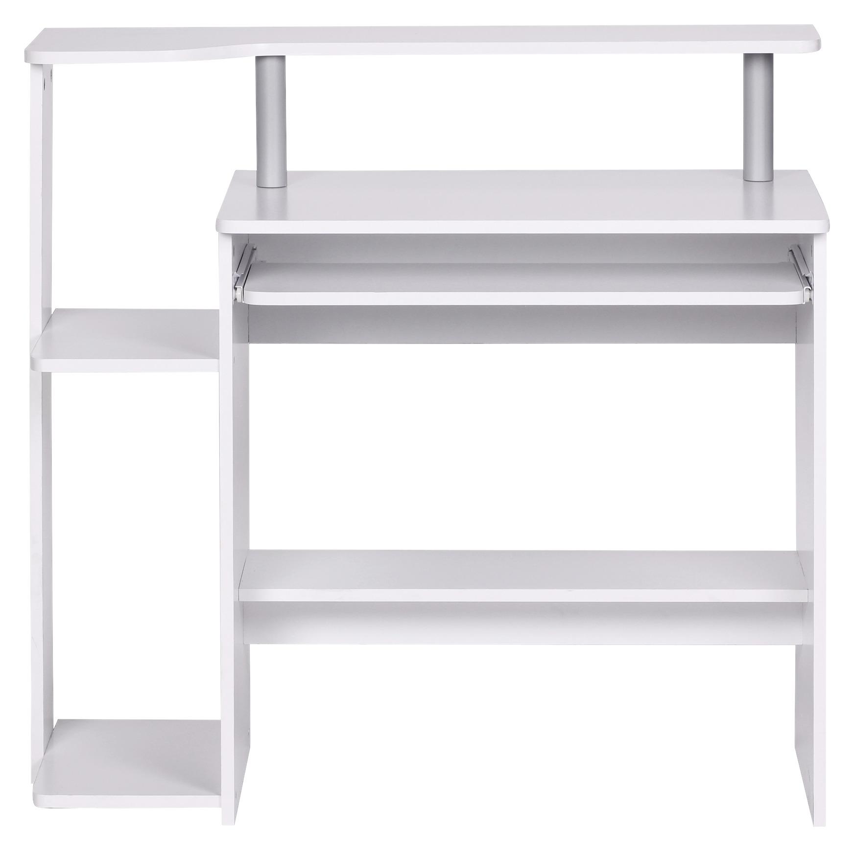 Computertisch mit Ablagefächer B 94cm H 90cm, Weiß - Weiß, KONVENTIONELL, Holzwerkstoff (48/94/90cm) - MID.YOU