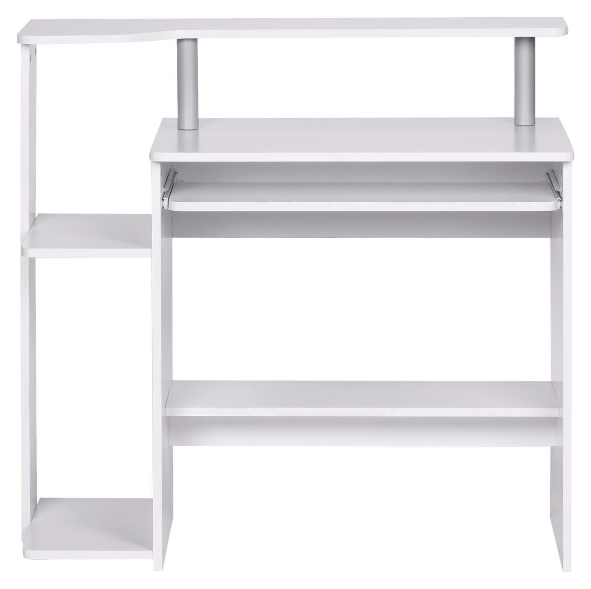 Písací stôl s nástavcom pre monitor biela - biela, Konventionell, kompozitné drevo (94/48,5/90,5cm) - MID.YOU
