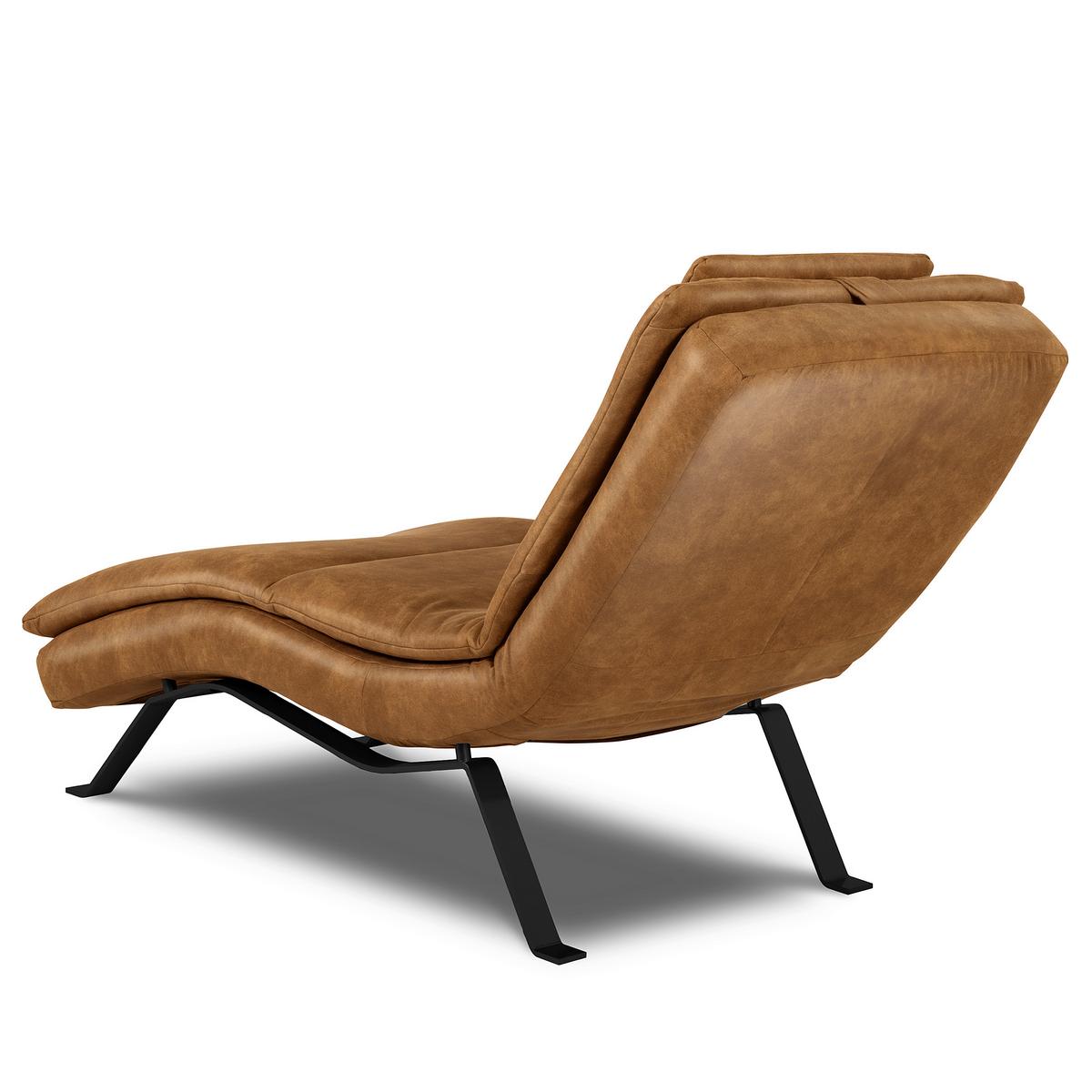 Relaxliege Black Cognac, Leder - Cognac/Schwarz, Design, Leder (65/95/171cm) - Celina Home