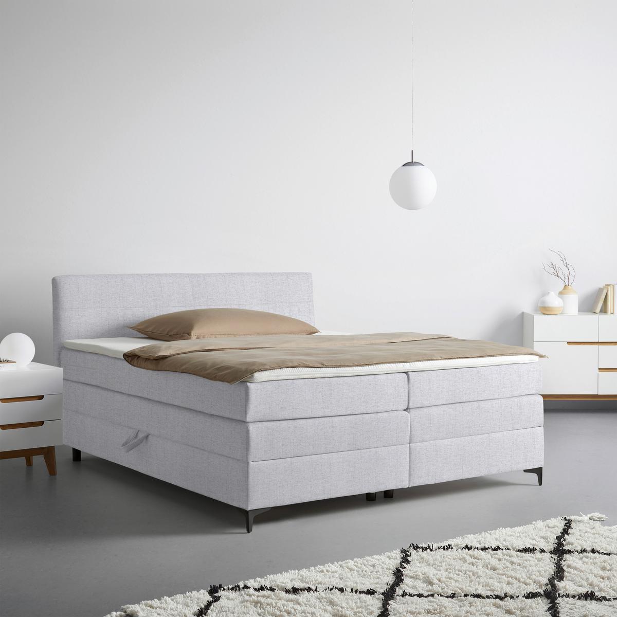 Boxspringová posteľ BARI 160/200, svetlosivá - čierna/svetlosivá, Konventionell, kov/textil (160/200cm) - Mömax