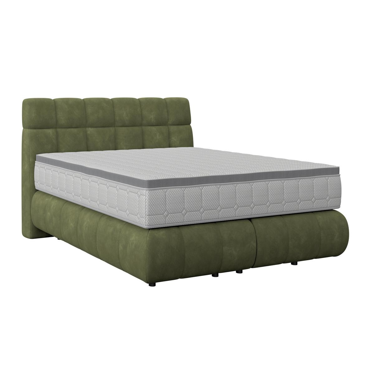 Boxspringbett Nobu Dunkelgrün, Lf: 140x200 Cm - Dunkelgrün/Schwarz, Trend, Holz/Textil (140/200cm)