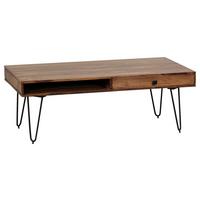 Konferenčný stolík Bagli masív - čierna/farba indického palisandra, Design, kov/drevo (117/60/40cm) - MID.YOU