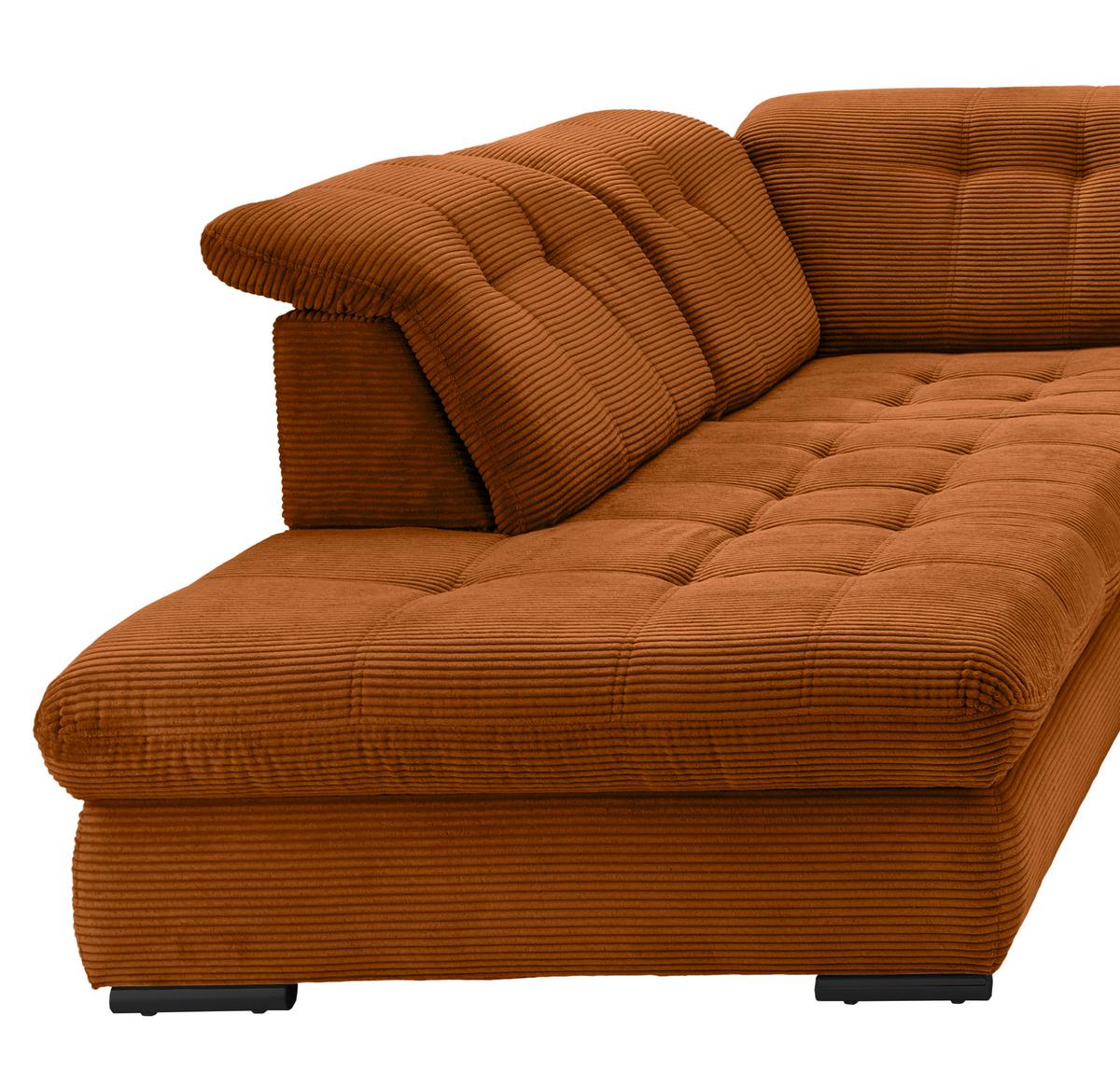 Wohnlandschaft mit Bettkasten Rigatti Goldfarben B: 387 cm - Goldfarben/Schwarz, MODERN, Textil (252/387/184cm) - Livetastic