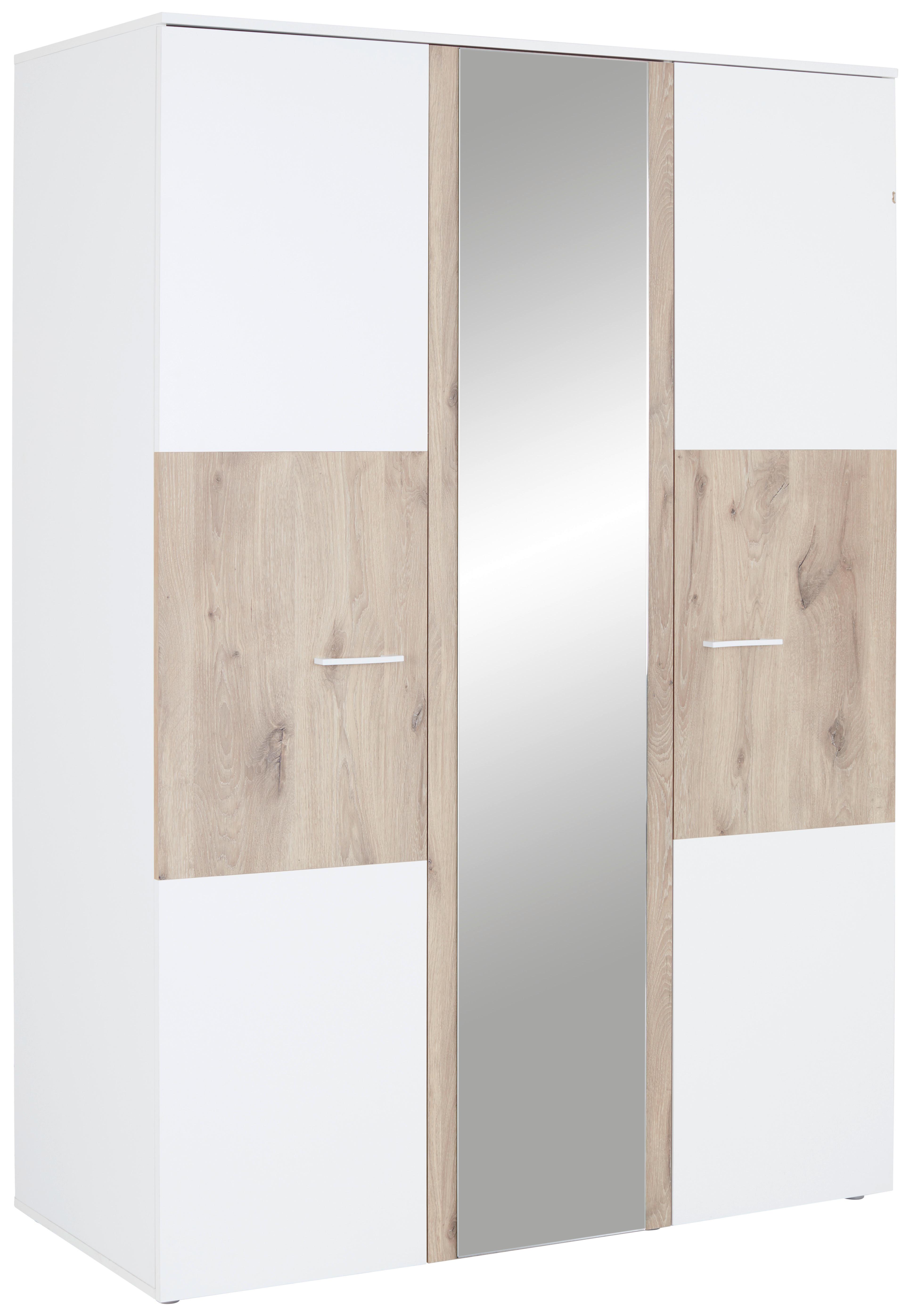 Kleiderschrank Alex - Eichefarben/Weiß, KONVENTIONELL, Holzwerkstoff (135/195/60cm)