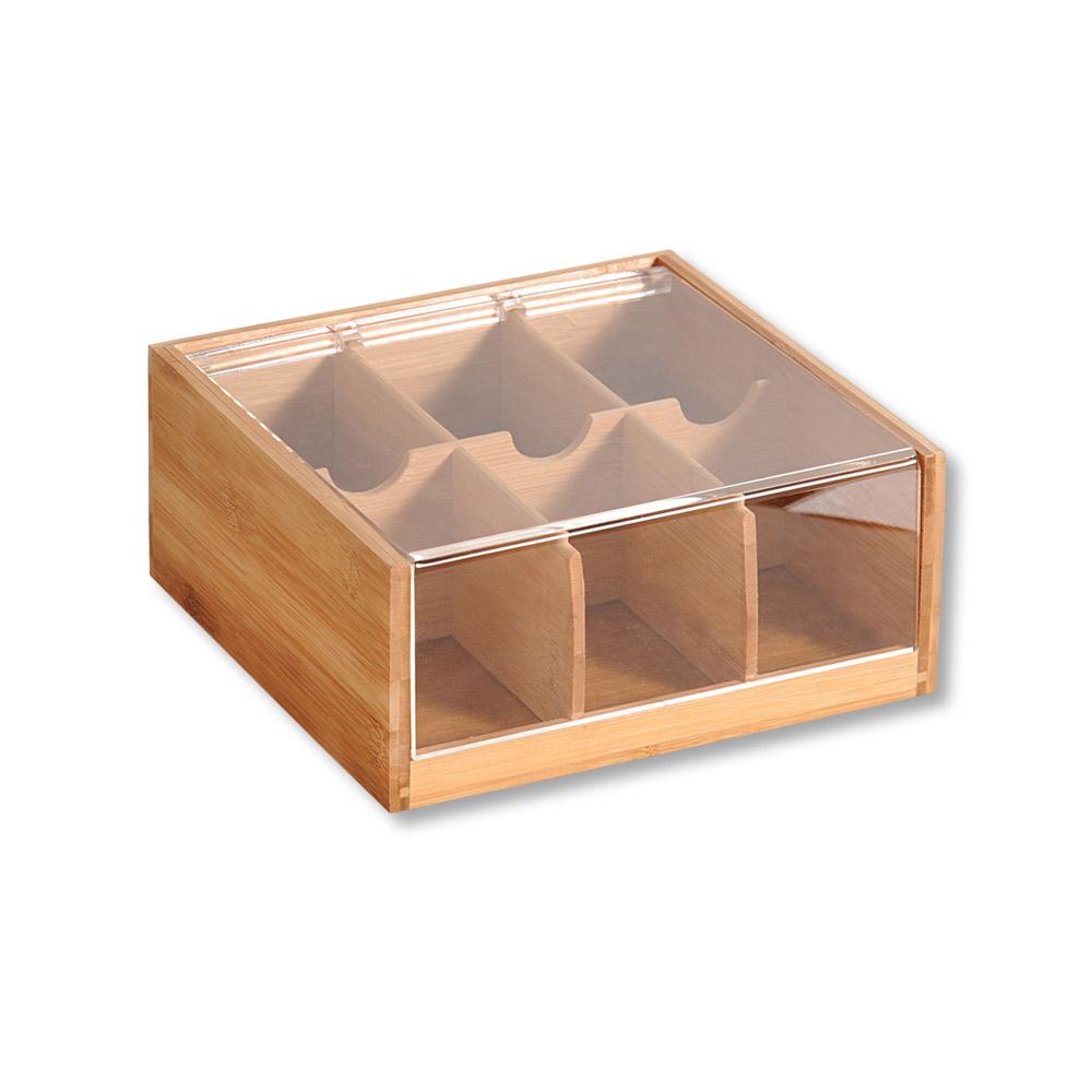 Teebox Bambus Bxhxt: 22x9,5x21cm 6 Fächer Inkl. Sichtklappe - Basics, Holz/Kunststoff (22/9,50/21cm)