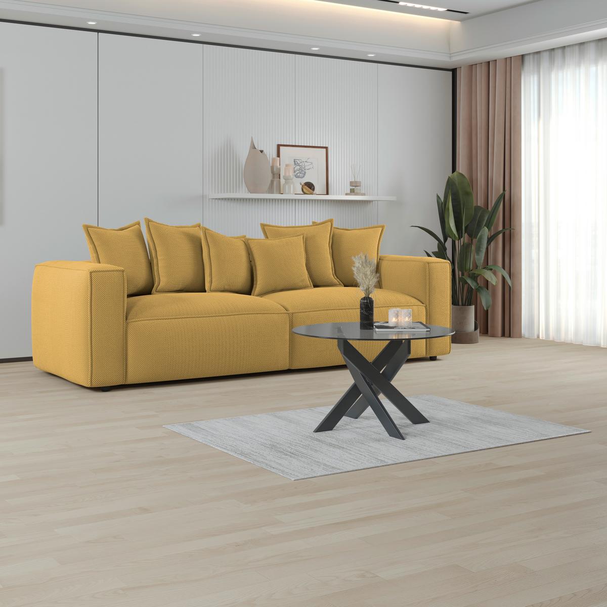 Bigsofa Cowboy - Senfgelb/Schwarz, MODERN, Textil (280/72/109cm)