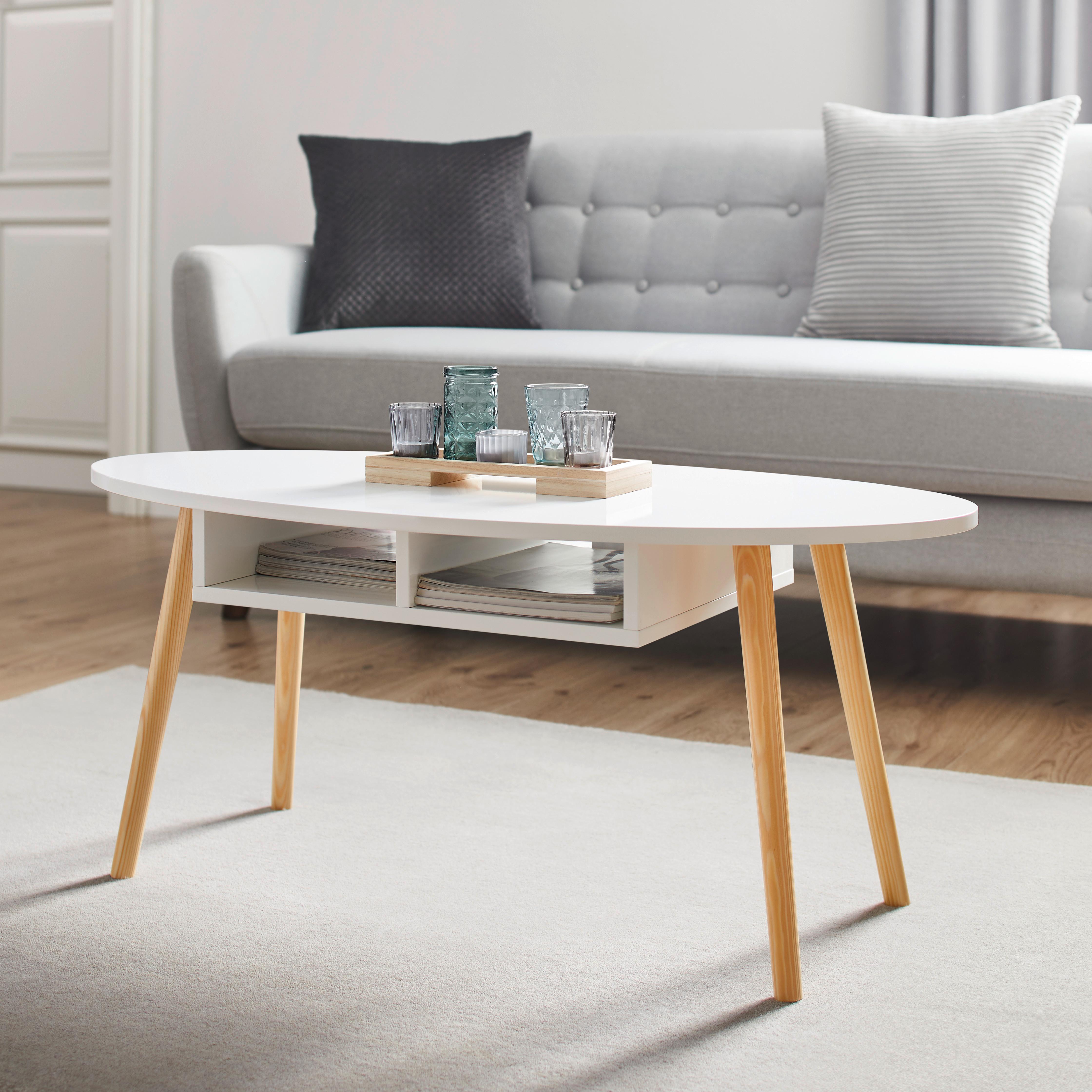 Konferenční stolek Silvio - bílá/barvy pinie, Moderní, dřevo/kompozitní dřevo (100/50/42,5cm) - Bessagi Home