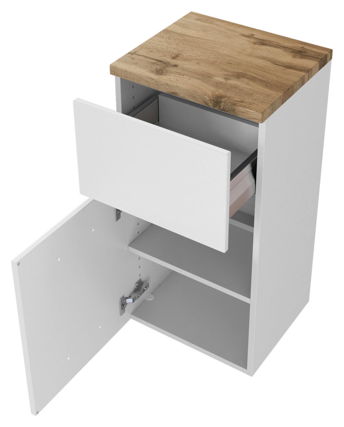 Unterschrank Mit Soft-close Pienza B: 40cm Weiß - Eichefarben/Silberfarben, Basics, Holzwerkstoff (40/79/35cm) - Held