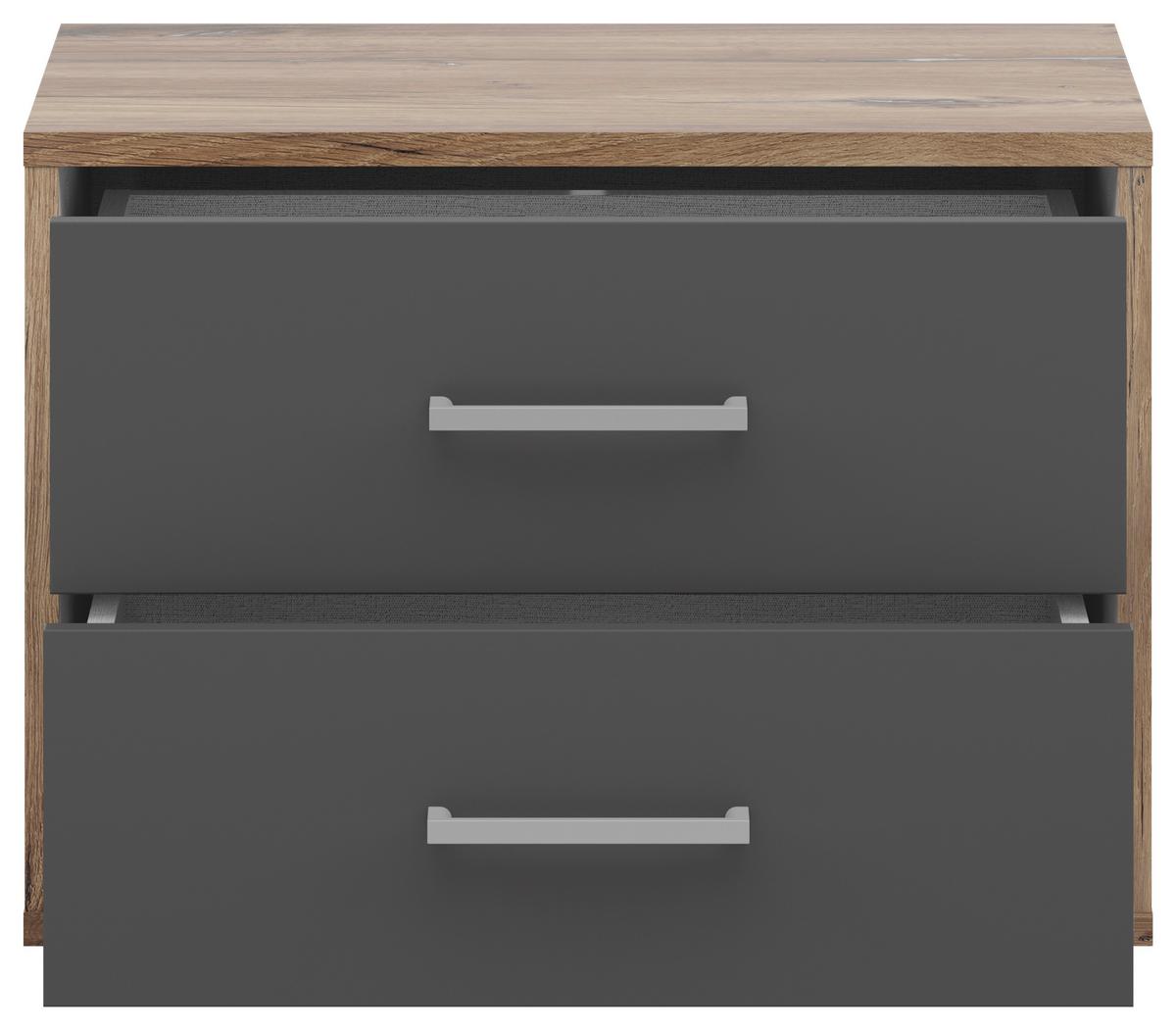 Nachtkästchen Smart 2 Flagstaff Eiche H: 38 Cm - Eichefarben/Anthrazit, Basics, Holzwerkstoff (50/38/35cm)