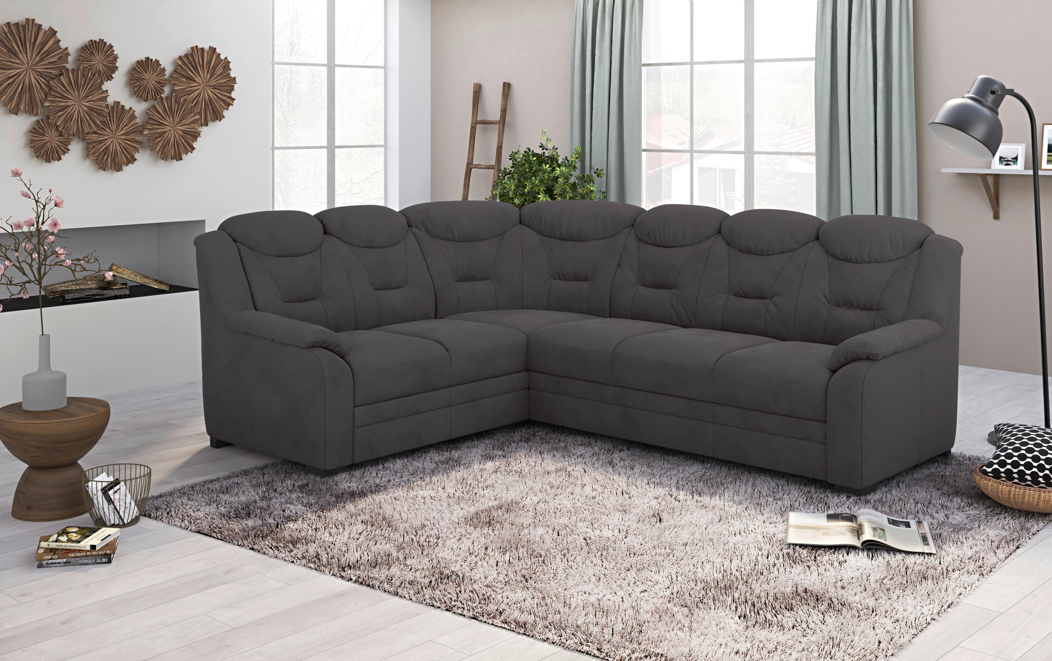 Ecksofa Marcus - Anthrazit/Schwarz, Basics, Textil (211/263cm) - MID.YOU