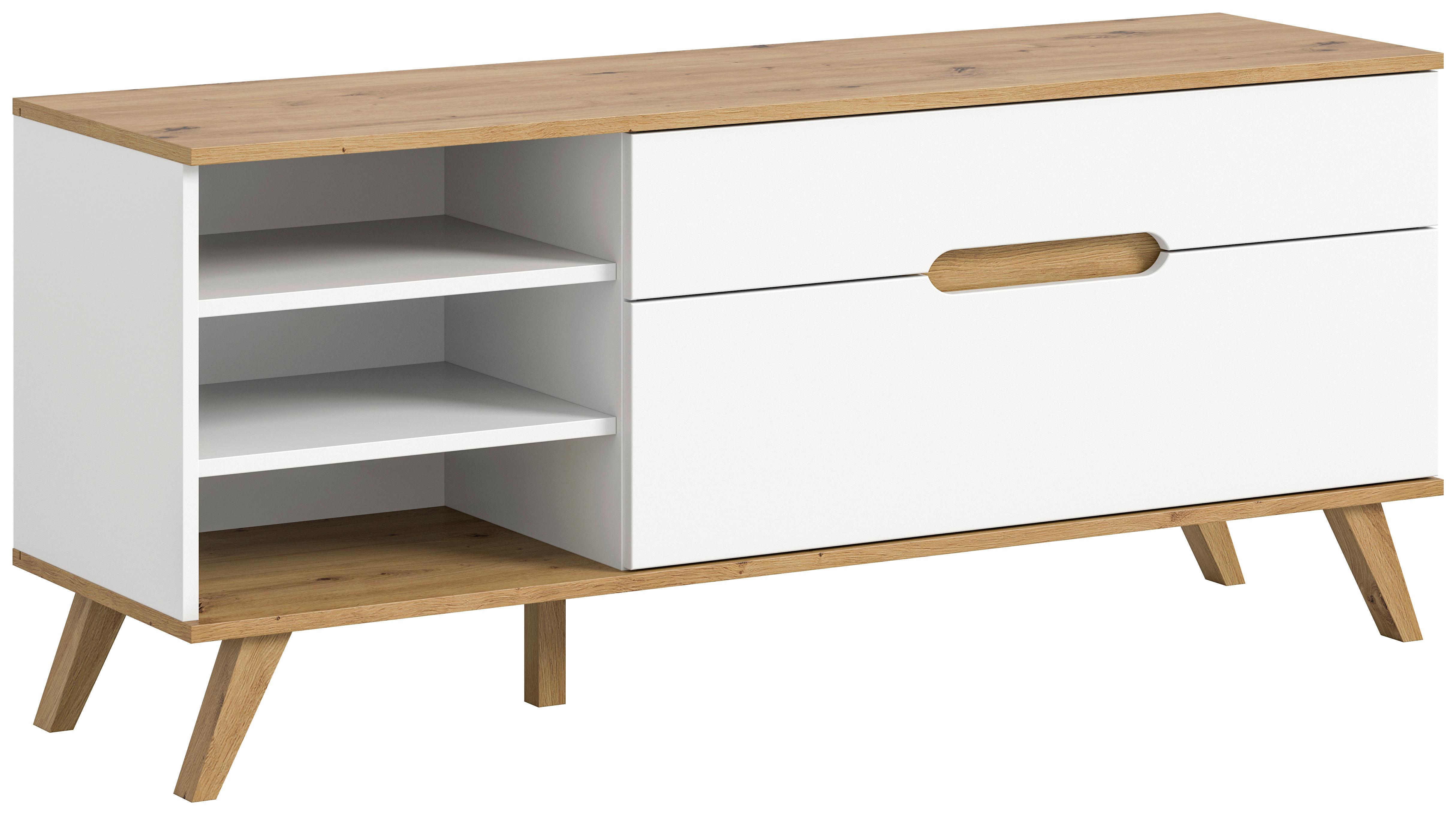 Lowboard Stockholm Eichefarben/weiß B: 140 Cm - Eichefarben/Weiß, Design, Holzwerkstoff (140/60/40cm) - MID.YOU