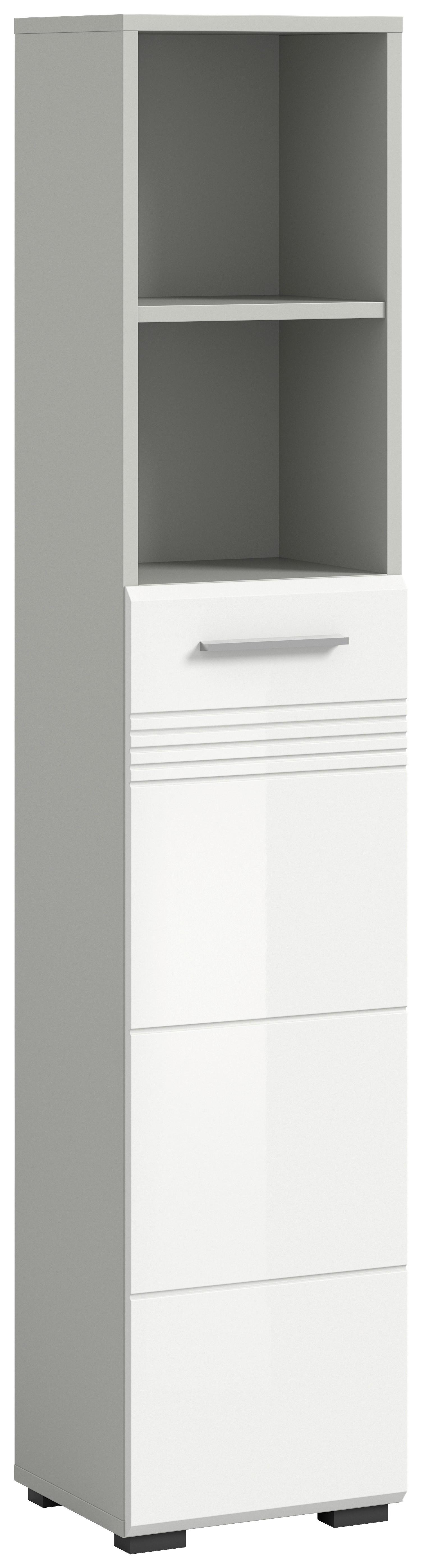 Hochschrank Copa BxH: 30x150 cm - Weiß Hochglanz/Schwarz, MODERN, Holzwerkstoff (30/150/30cm) - MID.YOU
