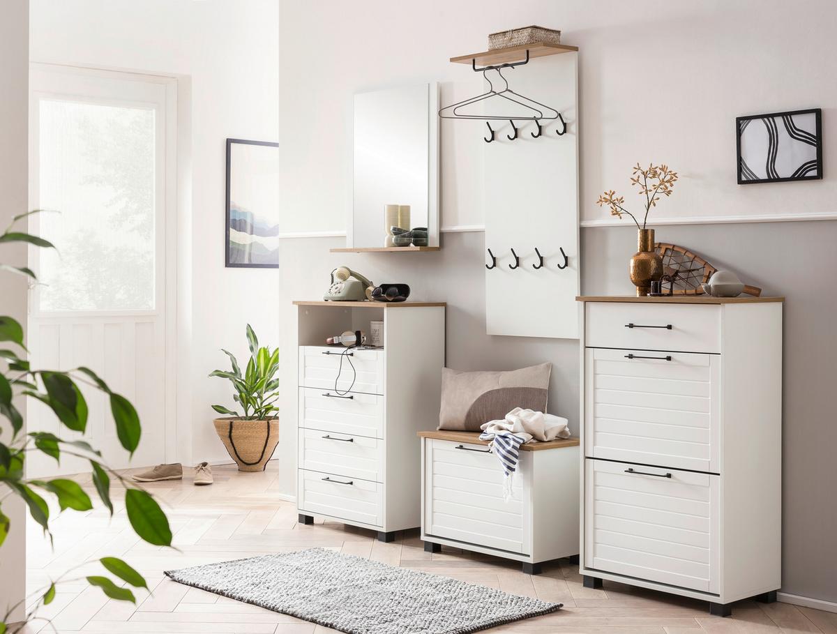 Wandspiegel Jelda Spiegelelement 600 - Weiß, Holzwerkstoff (59,6/71,1/12,3cm) - MID.YOU