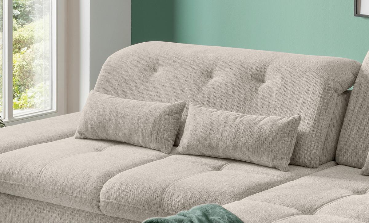 Ecksofa mit Liegefunktion Dalida Beige, S: 300x196 cm - Chromfarben/Beige, Design, Textil (300/196cm) - Livetastic