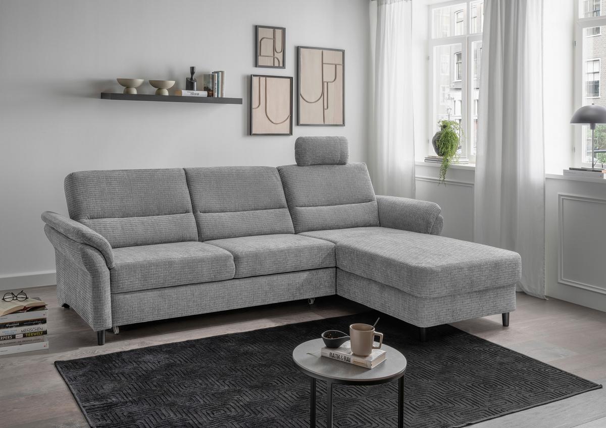 Ecksofa Cavoli, Grau S: 279x176 cm - Schwarz/Grau, MODERN, Textil (279/176cm) - Livetastic