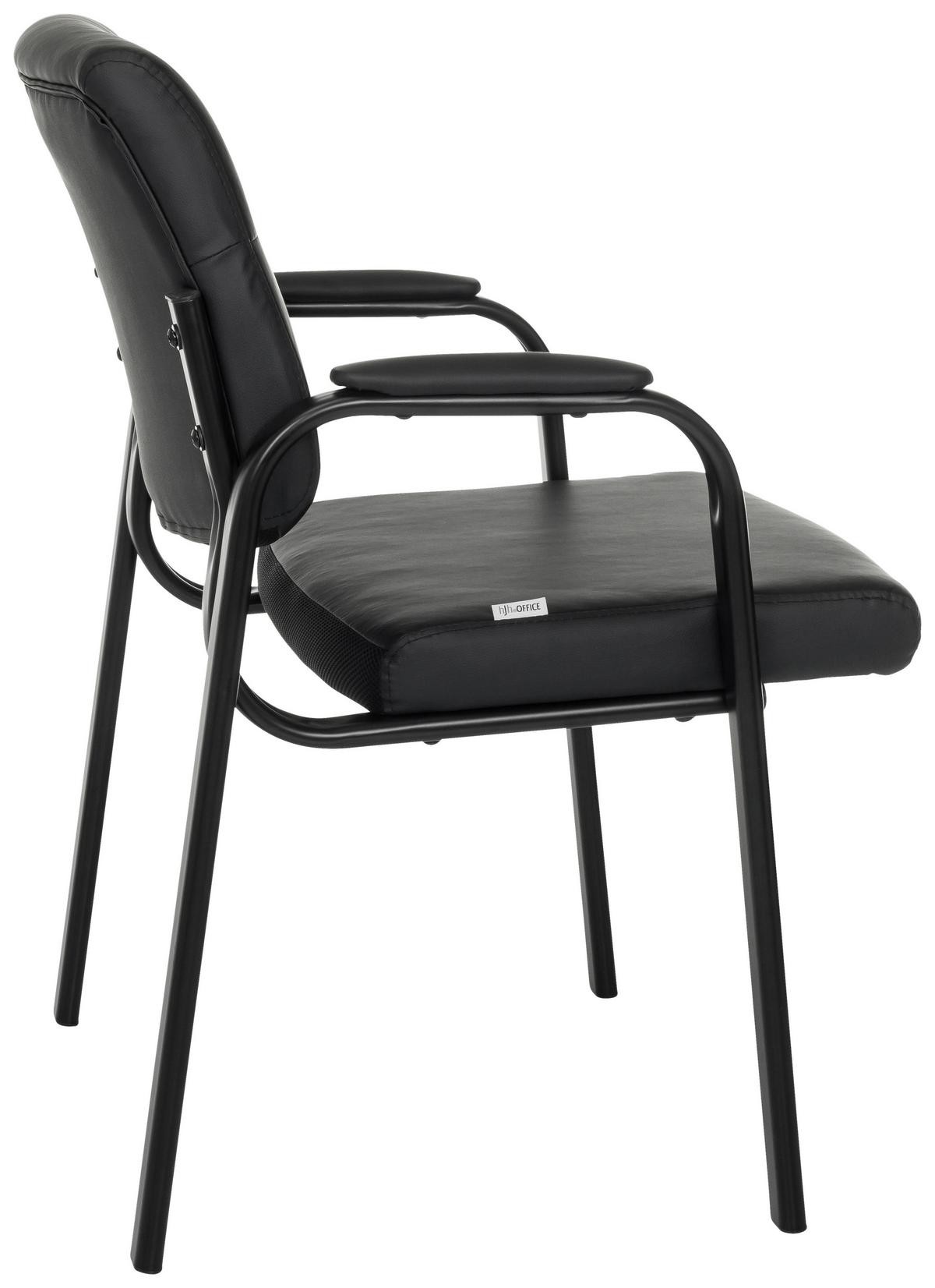 Besucherstuhl Advie V Pu Schwarz B: 60 cm - Schwarz, MODERN, Leder/Metall (60/85/64cm)