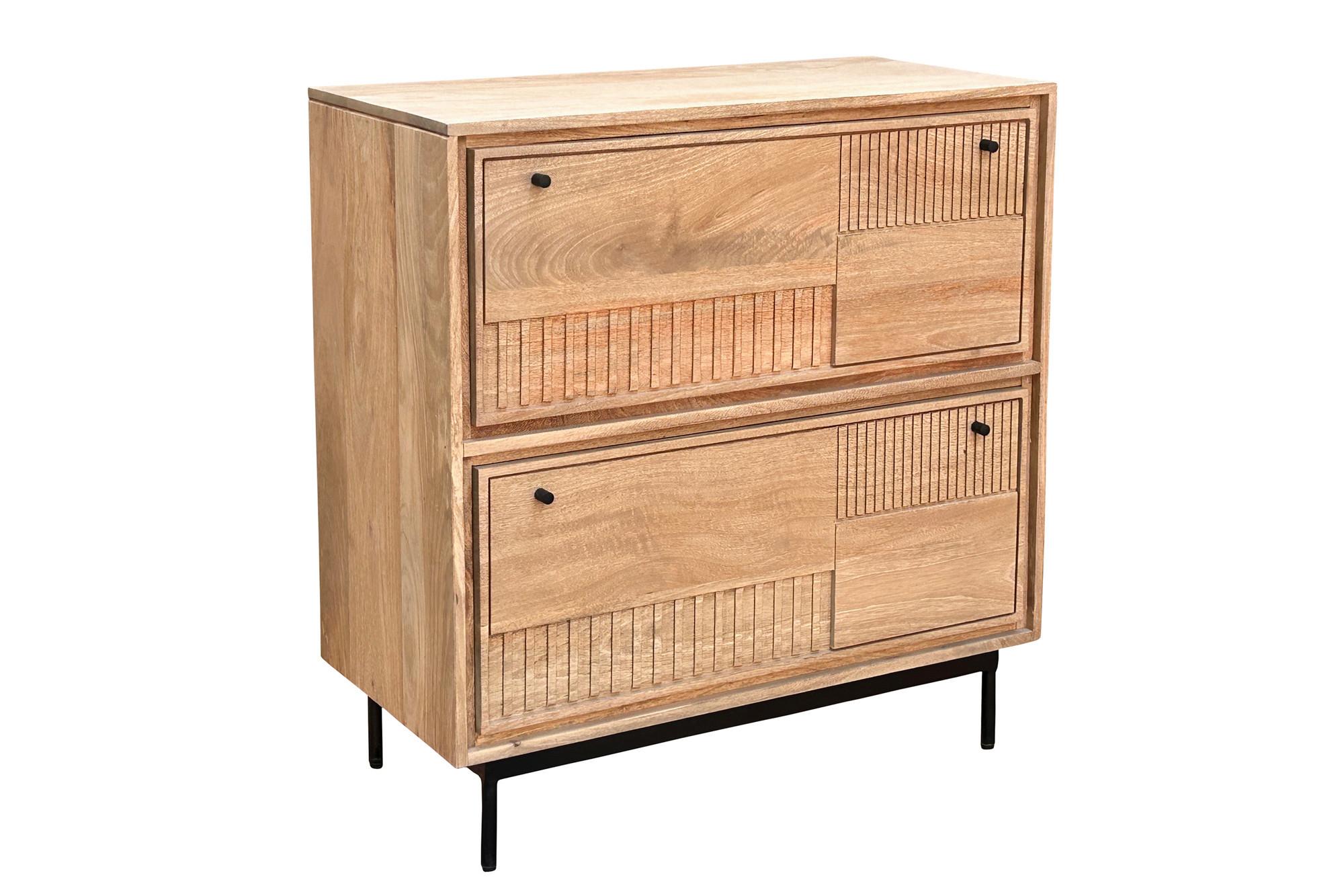 SCHUHSCHRANK Naturfarben/Schwarz B: 85cm - Schwarz/Naturfarben, Design, Holz/Metall (85/90/40cm) - MID.YOU