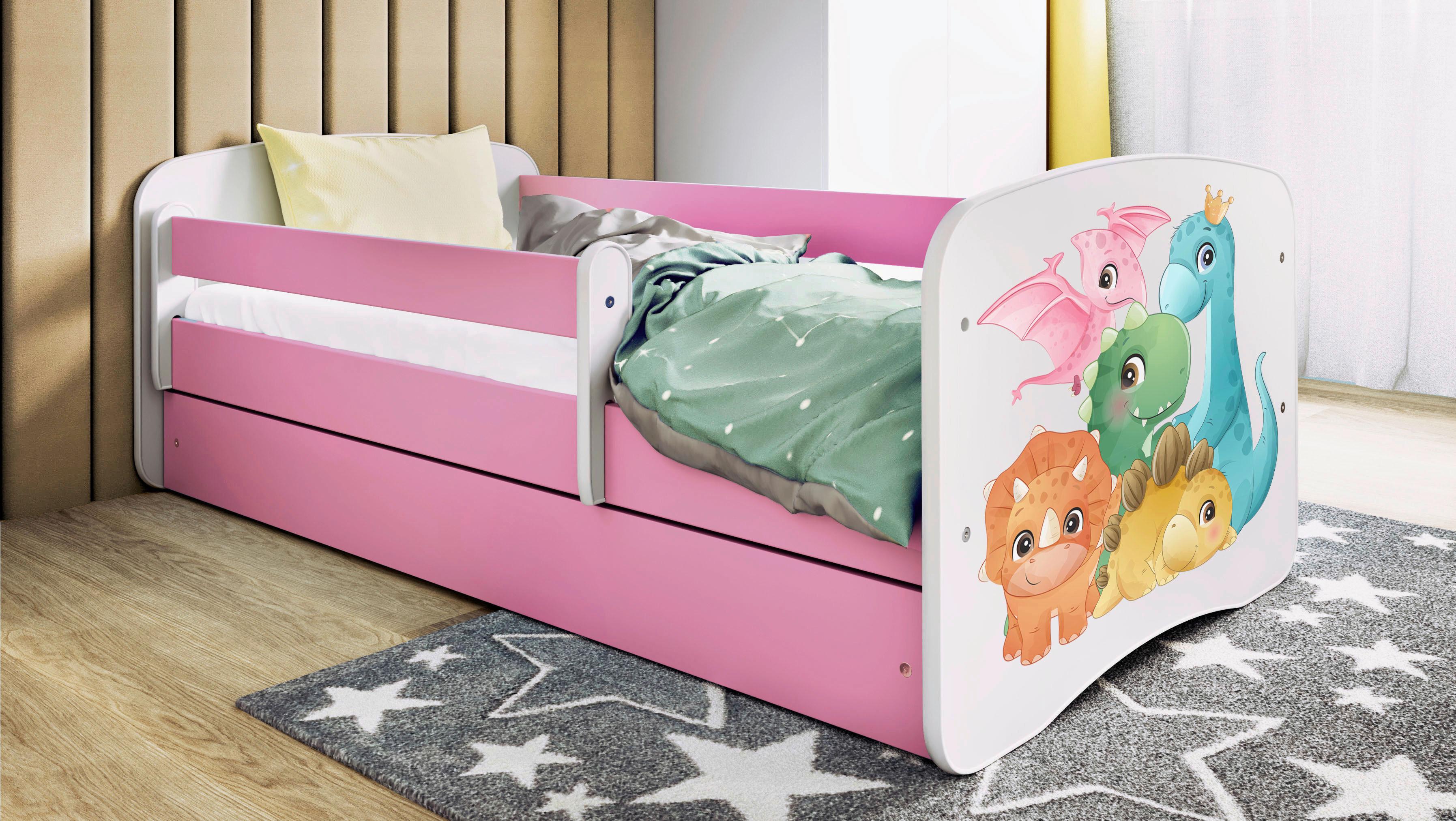 Kinder-/Juniorbett Babydreams Inkl. Matratze 80x160 - Pink/Birkefarben, MODERN, Holz/Holzwerkstoff (80/160cm) - MID.YOU