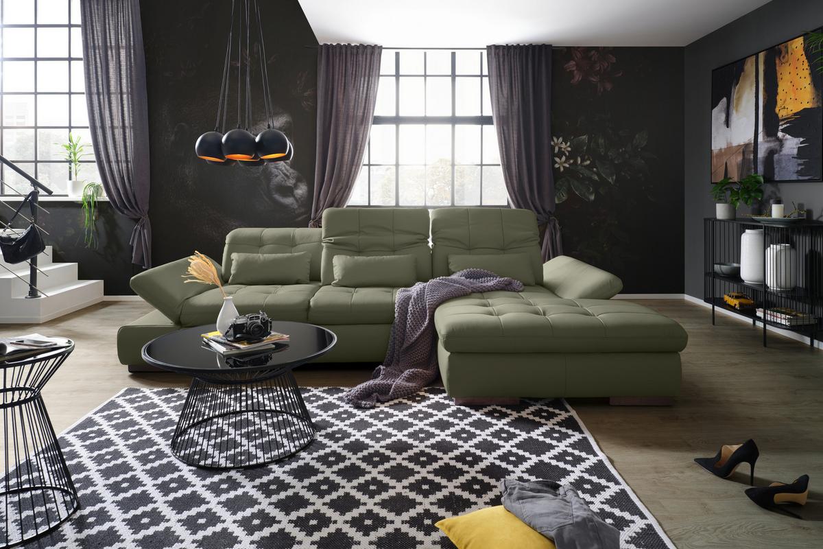 Rohová sedačka SANFINO, pravá, antracitová pravá kůže - barvy chromu/antracitová, Konvenční, kov/kůže (305/199cm) - Premium Living