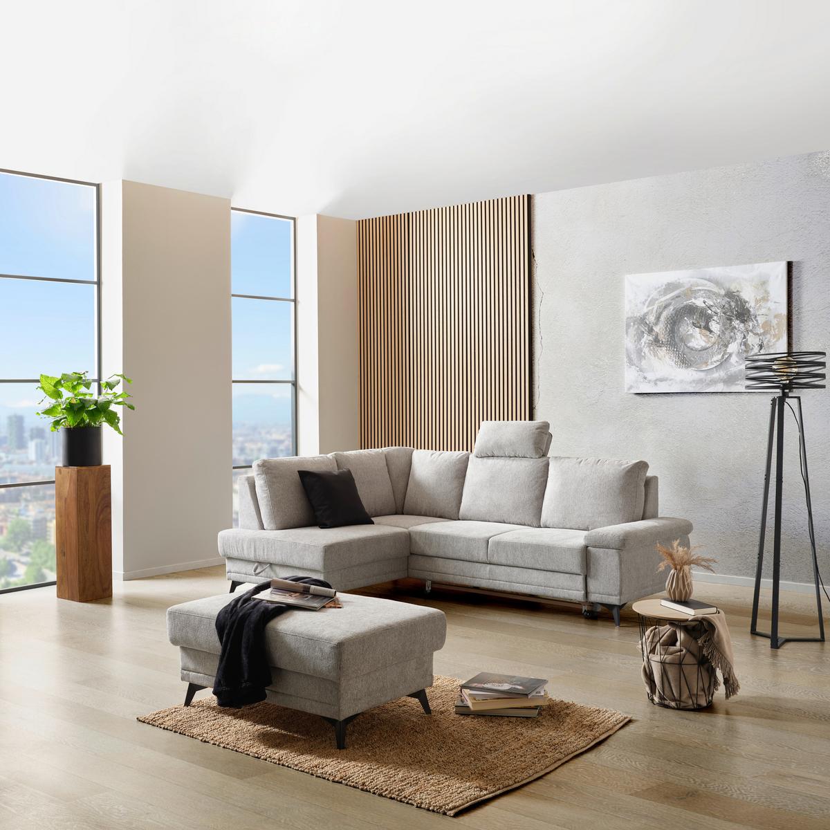 Sarokgarnitúra Sound - szürke, Modern, textil (170/90/248cm) - Luca Bessoni