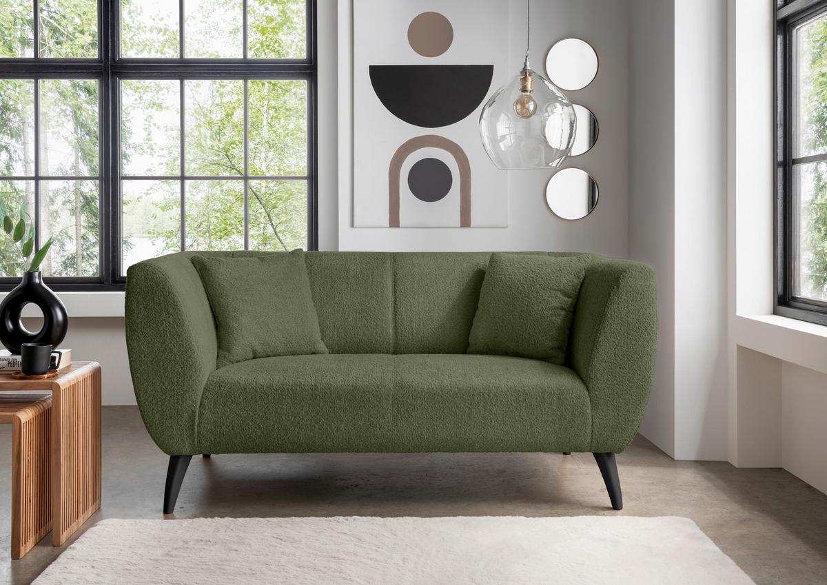 2-Sitzer-Sofa Colori Grün Rücken Echt - Schwarz/Grün, MODERN, Textil (172/83/88cm) - MID.YOU