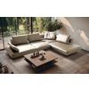 Ecksofa Como Echtleder Creme 306x237 - Creme/Schwarz, Design, Leder (306/237cm) - Livetastic