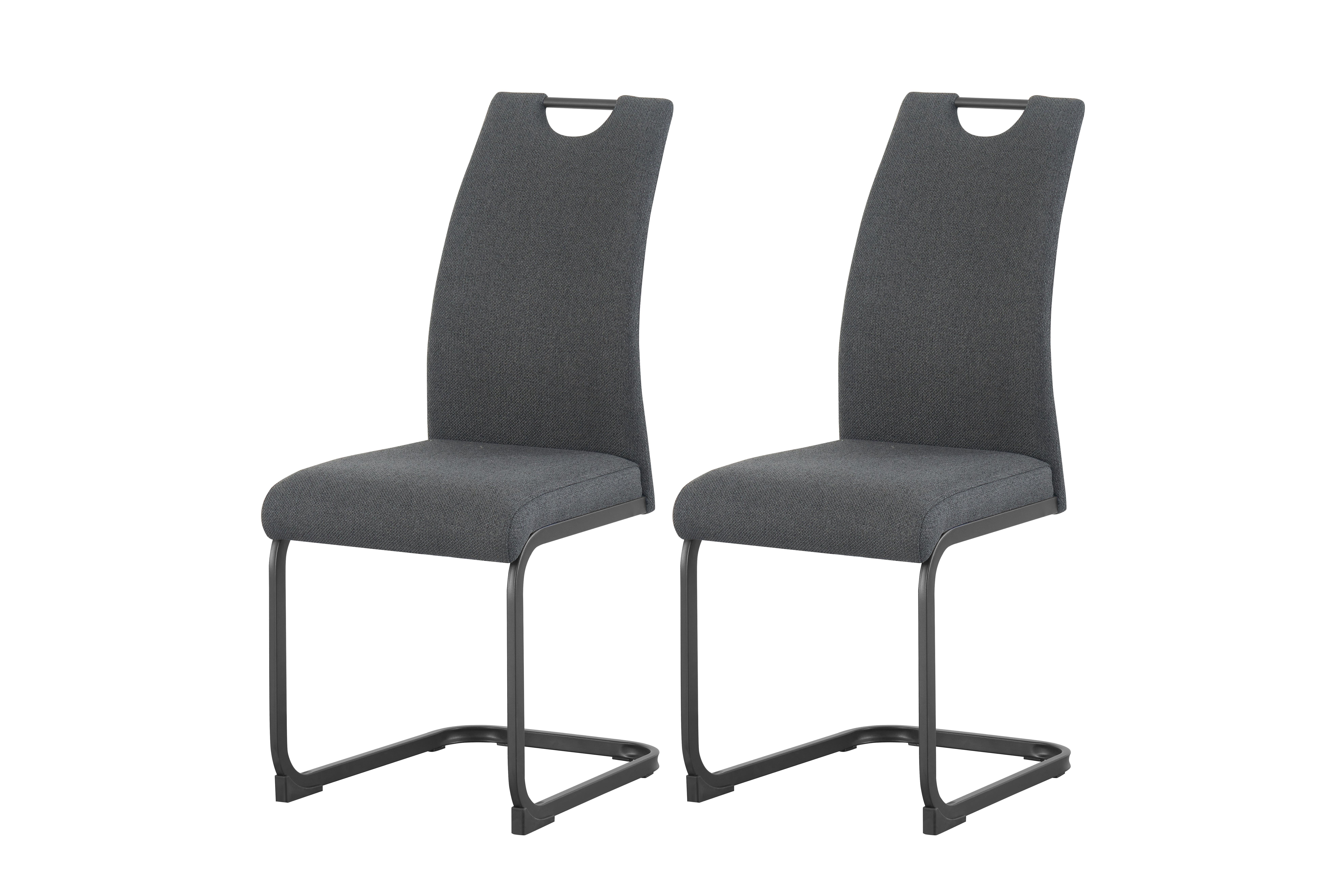 Schwingstuhl-Set Hanna Anthrazit B: 43 cm - Anthrazit/Schwarz, MODERN, Textil/Metall (43/98/59cm) - MID.YOU