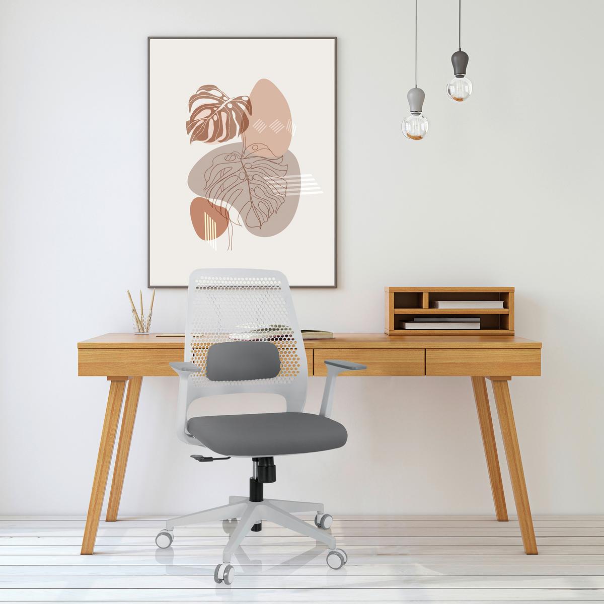 Bürostuhl Parferio Grau/weiß Bis 110 Kg - Weiß/Grau, Basics, Kunststoff/Textil (63/99/56cm) - MID.YOU