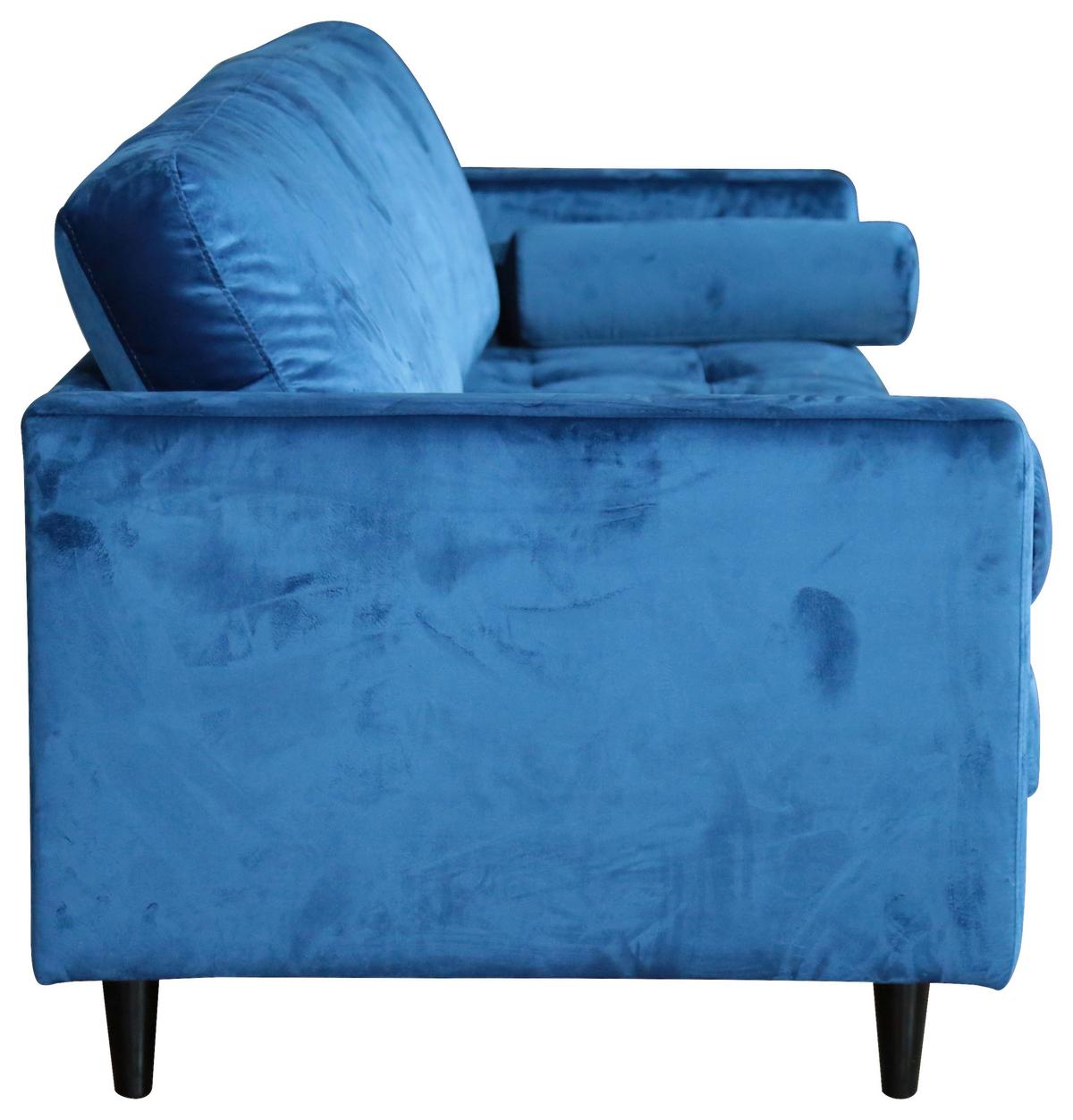 3-Sitzer-Sofa Janina - Blau/Schwarz, MODERN, Holz/Textil (211/88/89cm) - P & B